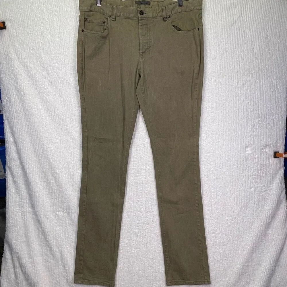 John Varvatos Green Mid Rise Wight Skinny Straight Fit Stretch Jeans Size 36